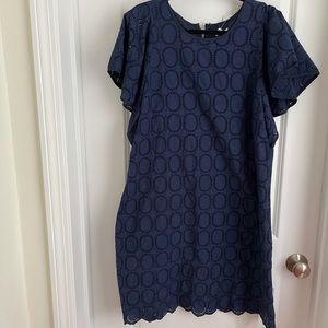 Short sleeve navy J crew dress